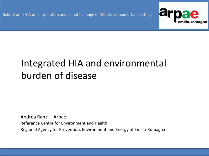 integrated hia and environmental burden of disease