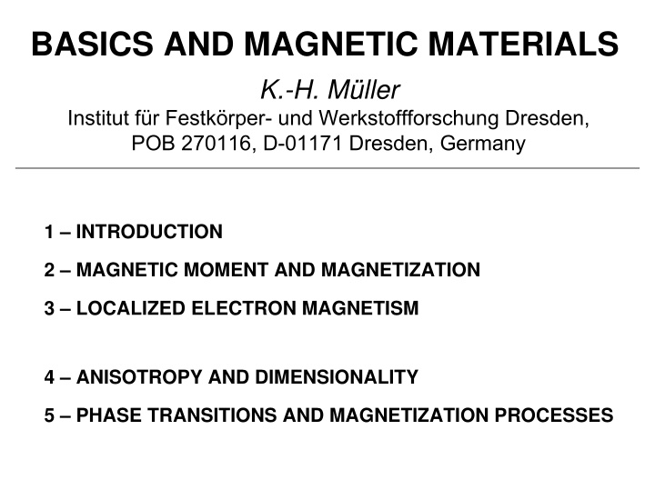 basics and magnetic materials