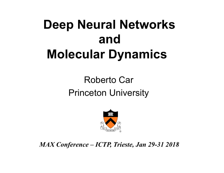 deep neural networks and molecular dynamics