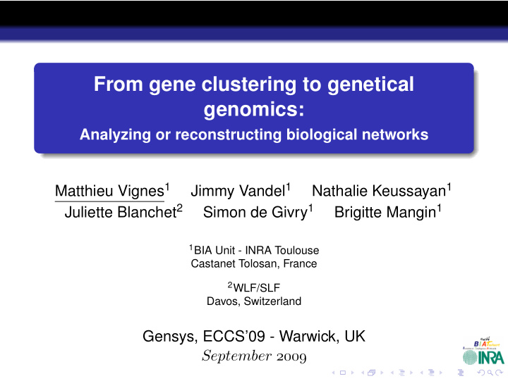 from gene clustering to genetical genomics