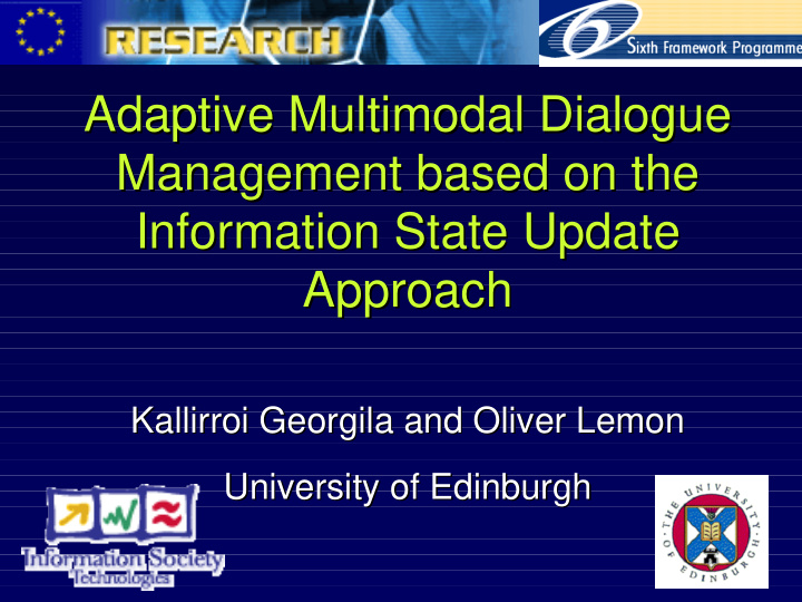 adaptive multimodal dialogue adaptive multimodal dialogue