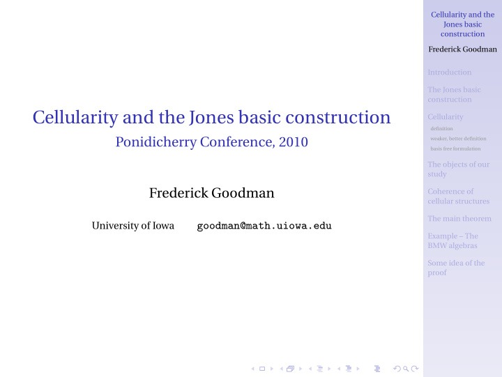 cellularity and the jones basic construction