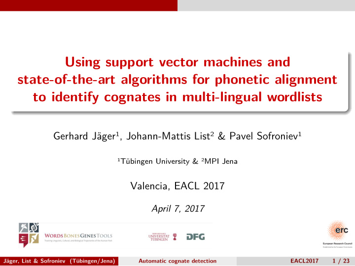 using support vector machines and state of the art