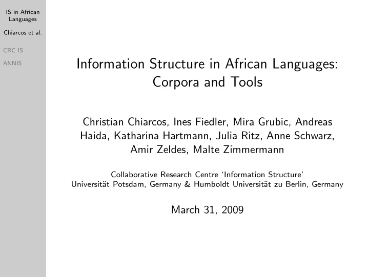information structure in african languages