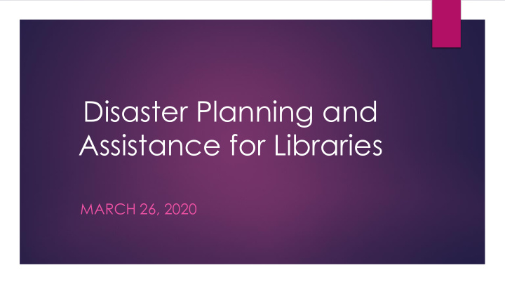 disaster planning and assistance for libraries