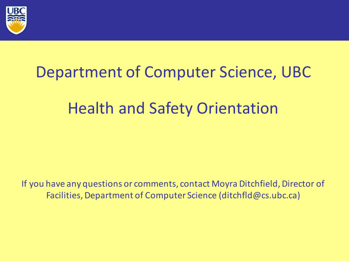 department of computer science ubc health and safety