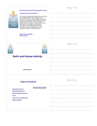Earth and Human Activity  www.njctl.org  Slide 3 / 95  Table of Contents  Click on the topic to go
