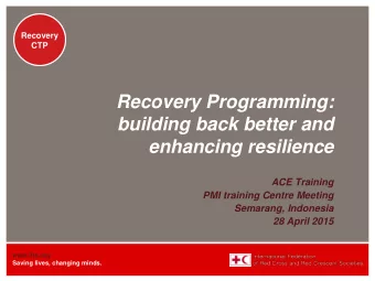 enhancing resilience  ACE Training  PMI training Centre Meeting  Semarang, Indonesia  28 April 2015
