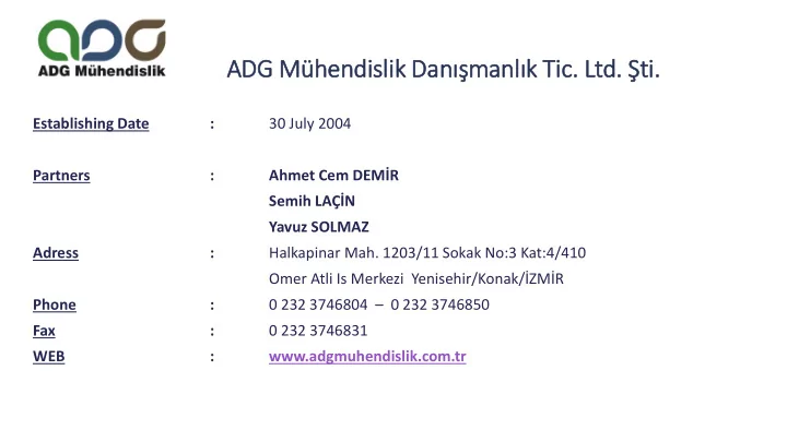 adg m hendislik dan manl k tic ltd ti