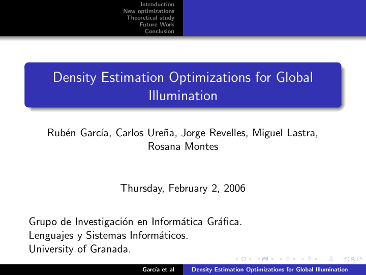 density estimation optimizations for global illumination