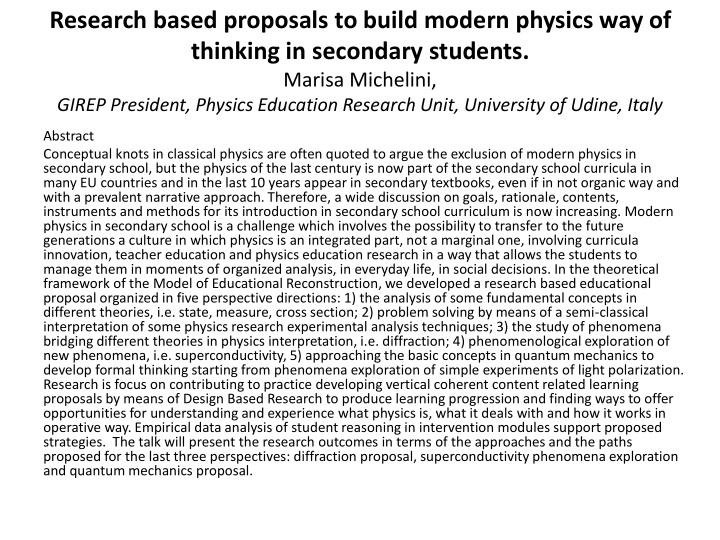 research based proposals to build modern physics way of