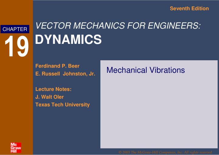 dynamics ferdinand p beer mechanical vibrations e russell