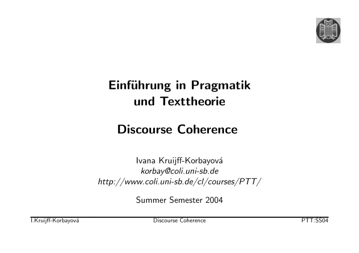 einf uhrung in pragmatik und texttheorie discourse