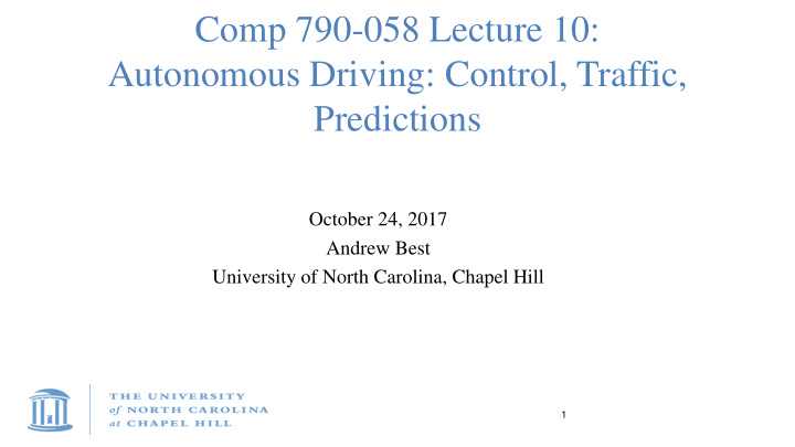 comp 790 058 lecture 10 autonomous driving control