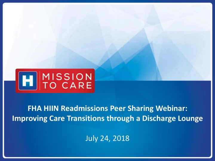 fha hiin readmissions peer sharing webinar improving care