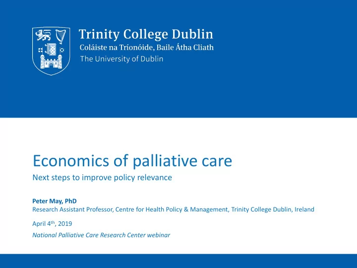 economics of palliative care