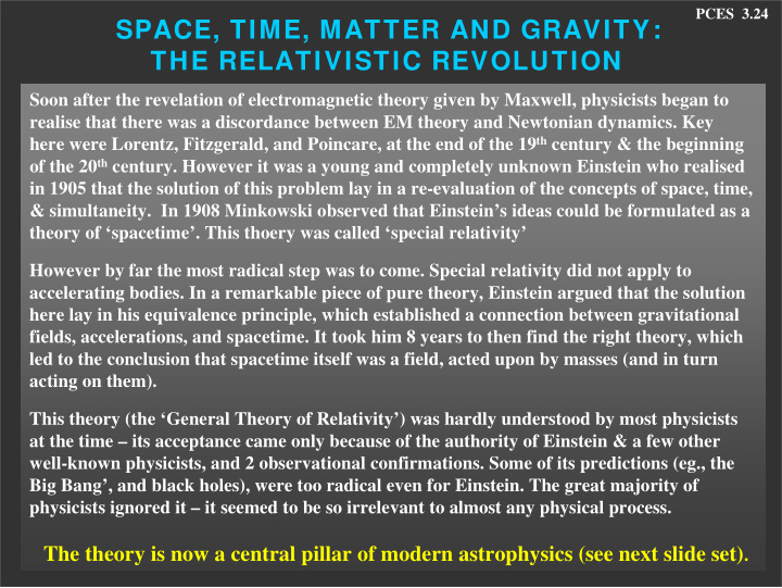 space time matter and gravity the relativistic revolution