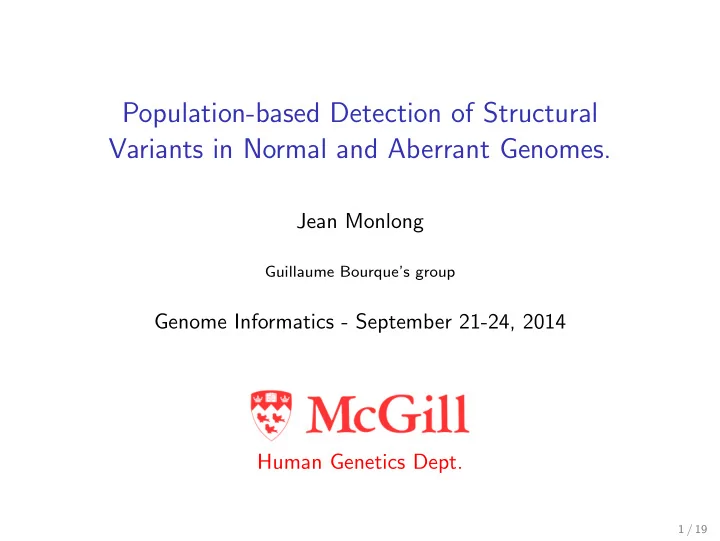 population based detection of structural variants in