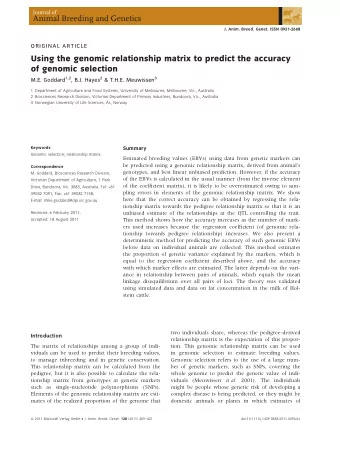 Using the genomic relationship matrix to predict the accuracy  of genomic selection M.E. Goddard