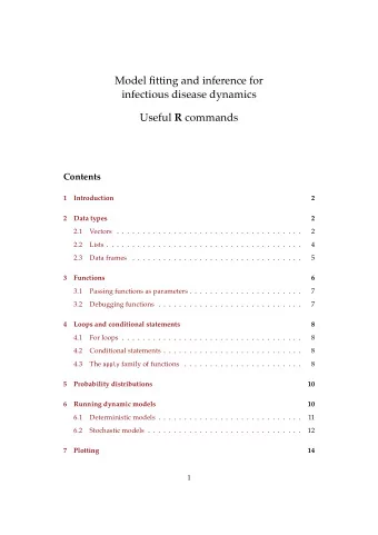 Model fitting and inference for  infectious disease dynamics Useful R commands  Contents  1