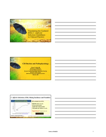 CDI Burden and Pathophysiology  Ciarn P. Kelly, MD  Professor of Medicine  Harvard Medical School