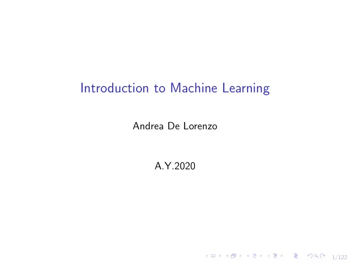 introduction to machine learning