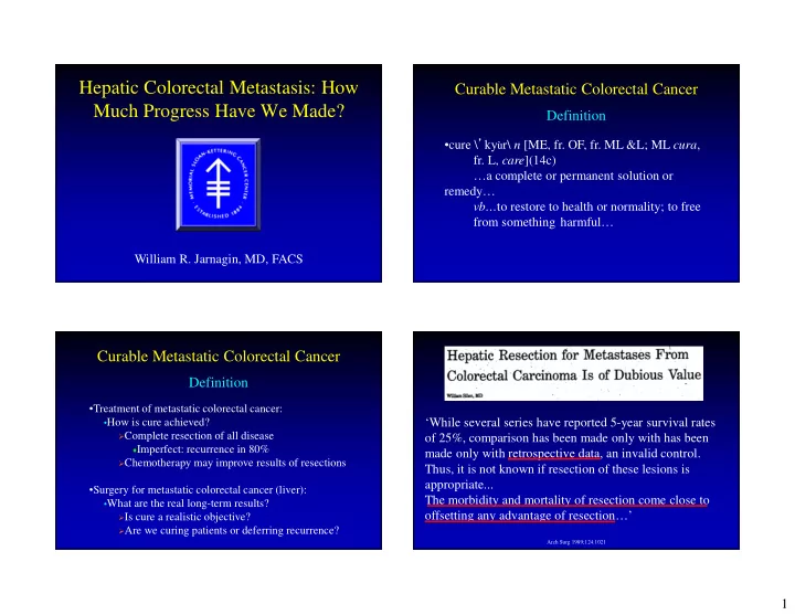 hepatic colorectal metastasis how