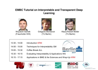 EMBC Tutorial on Interpretable and Transparent Deep  Learning  Wojciech Samek  Grgoire Montavon