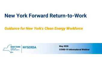 New York Forward Return-to-Work  Guidance for New Yorks Clean Energy Workforce  May 2020  COVID-