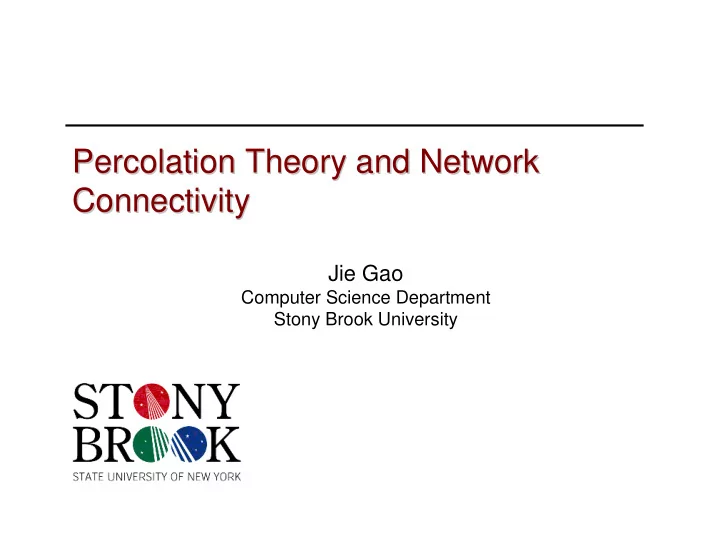 percolation theory and network percolation theory and