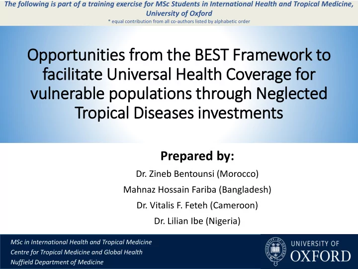 opportunities fr from th the best framework to facilitate