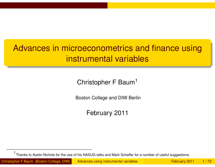advances in microeconometrics and finance using
