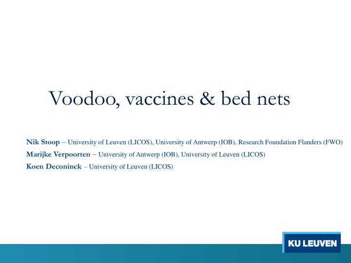 voodoo vaccines bed nets