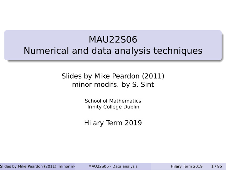 mau22s06 numerical and data analysis techniques