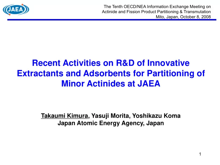 recent activities on r amp d of innovative extractants