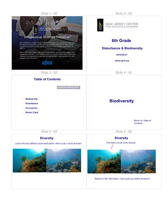 Biodiversity  Disturbance    Succession    Works Cited    Return to Table of  Contents  Slide