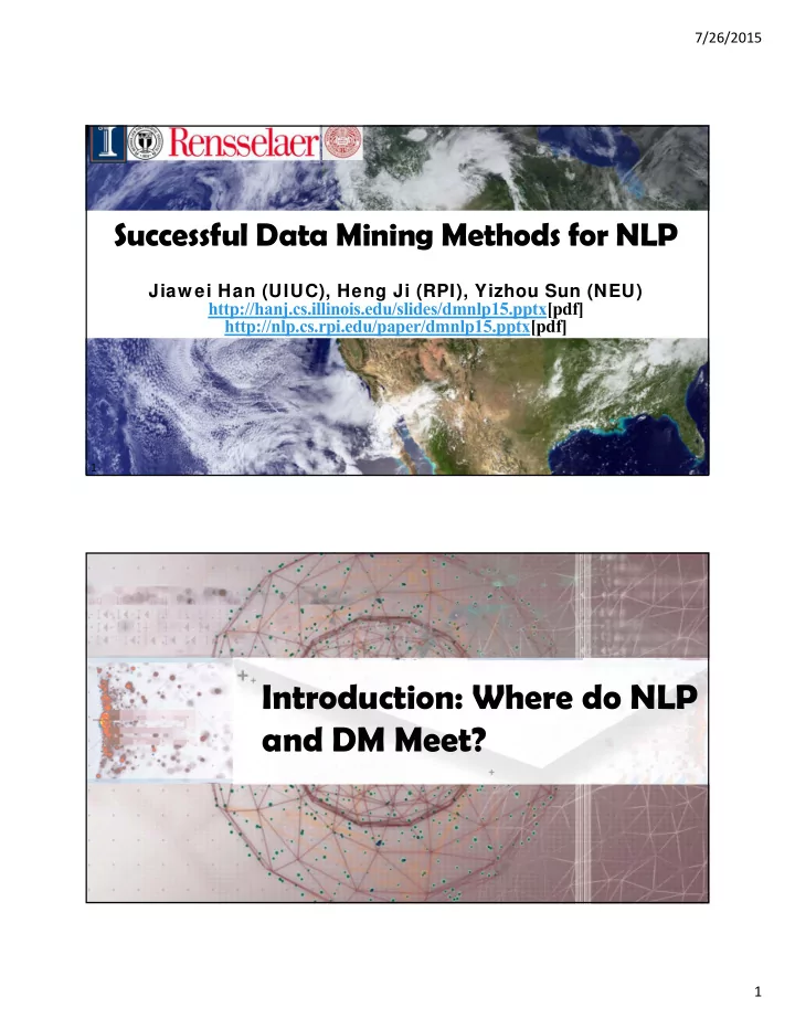 introduction where do nlp and dm meet