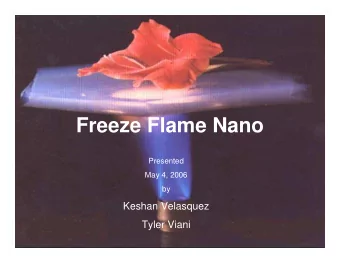 Freeze Flame Nano  Presented  May 4, 2006  by  Keshan Velasquez  Tyler Viani  Outline
