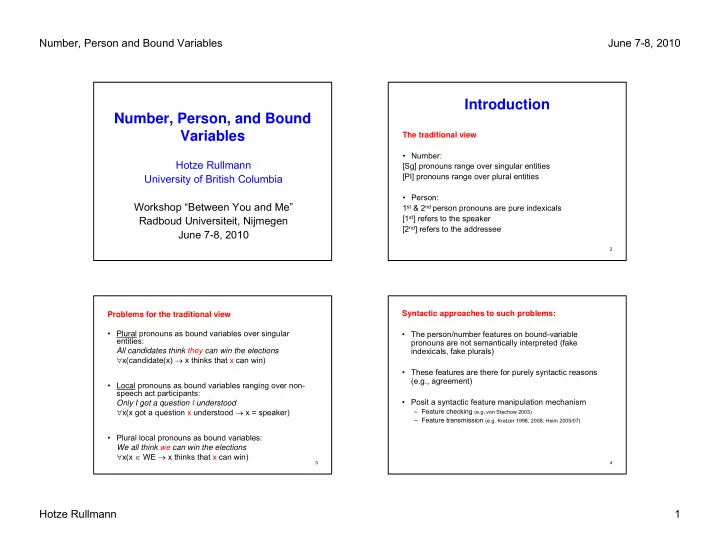 introduction number person and bound variables