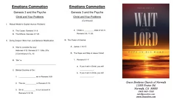 Emotions Commotion Emotions Commotion  Genesis 3 and the Psyche  Genesis 3 and the Psyche  Christ