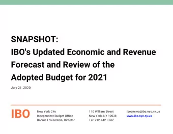 IBO  New York City  110 William Street  iboenews@ibo.nyc.ny.us  Independent Budget Office  New