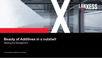 Beauty of Additives in a nutshell  Meeting the Management  Anno Borkowsky, Member of the Board