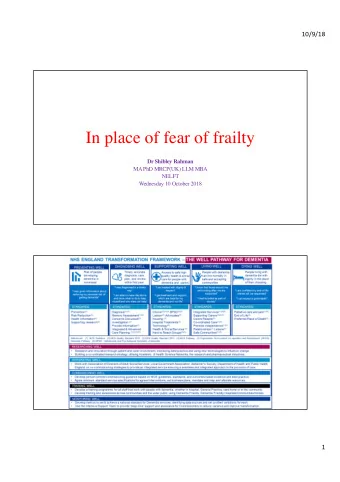 In place of fear of frailty  Dr Shibley Rahman  MA PhD MRCP(UK) LLM MBA  NELFT  Wednesday 10