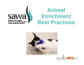 Animal  Enrichment  Best Practices  1  Presenters  Brad Shear, CAWA  Executive Director  Potter