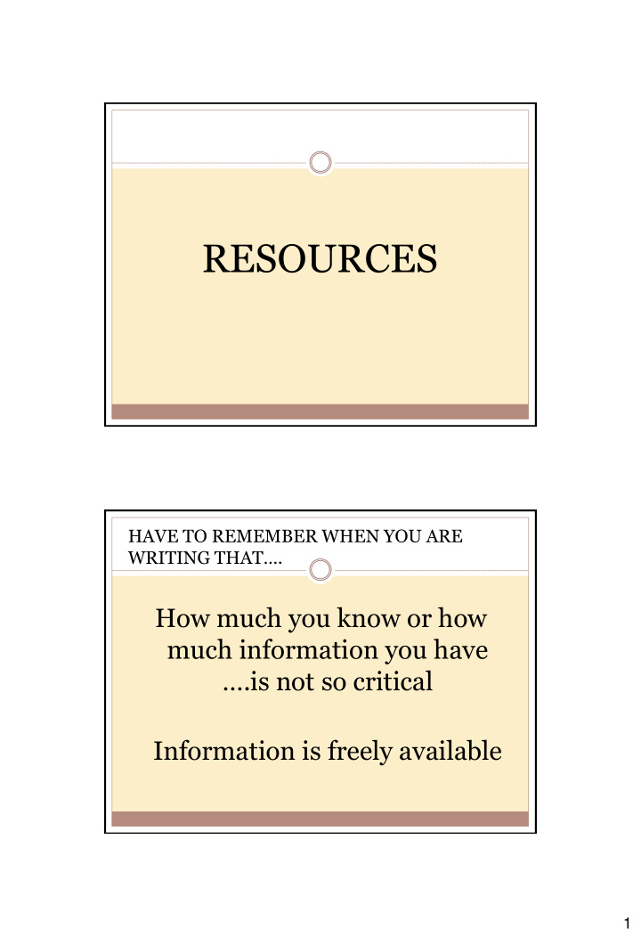 resources