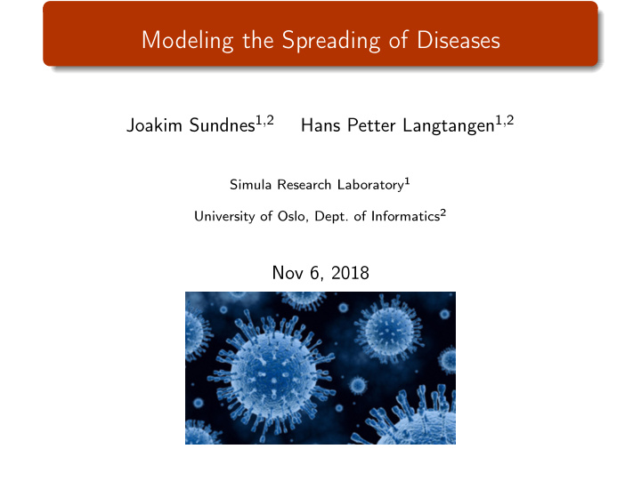 modeling the spreading of diseases