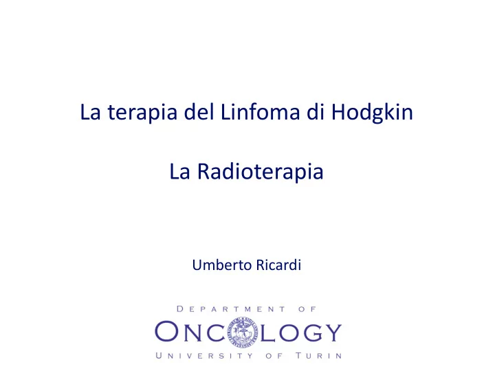 la terapia del linfoma di hodgkin la radioterapia