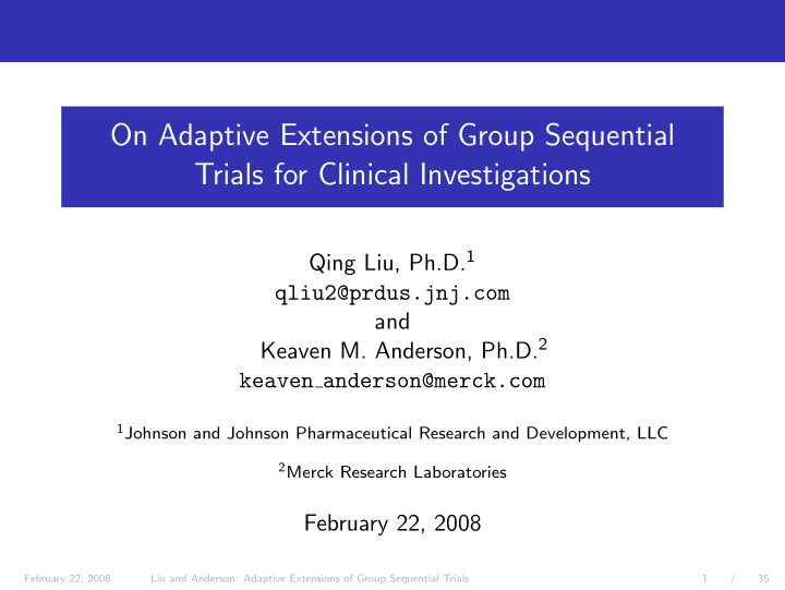 on adaptive extensions of group sequential trials for
