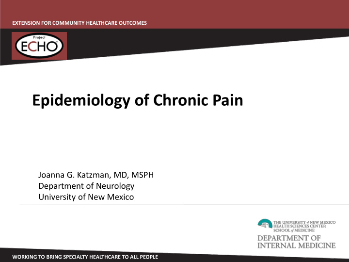 epidemiology of chronic pain