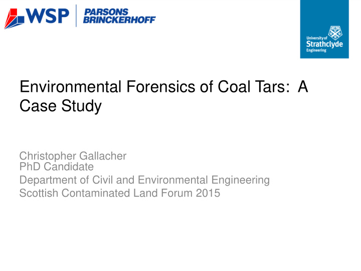 environmental forensics of coal tars a